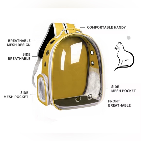 (NEW)Yellow PetPack Clear Bubble Carrying Bag Small, dogs Cats, Space Capsule - Picture 10 of 15